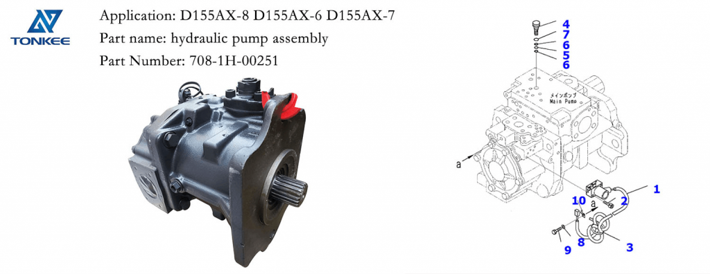 OEM  708-1H-00251 hydraulic pump assembly D155AX-8 D155AX-6 D155AX-7 bulldozer power train hydraulic HSS pump assy suitable for KOMATSU