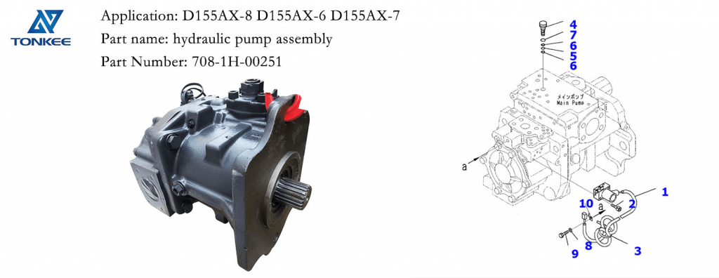 OEM 708-1H-00251 hydraulic pump assembly D155AX-8 D155AX-6 D155AX-7 bulldozer power train hydraulic HSS pump assy suitable for KOMATSU