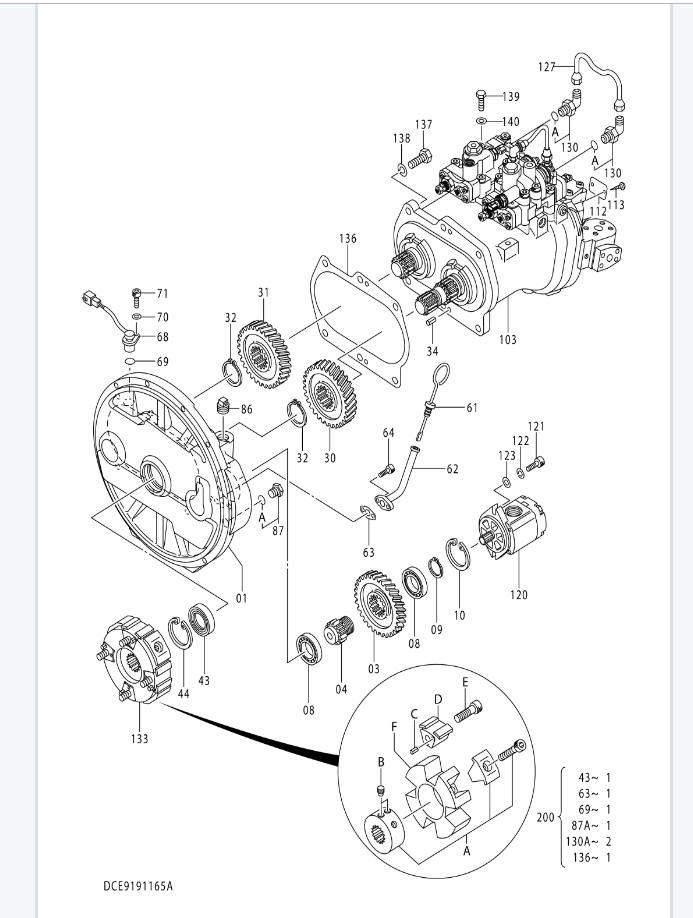 OEM ZX200 HPV102GW HYDRAULIC PUMP 