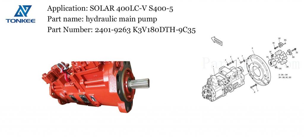 OEM  2401-9263 TONGMYUNG K3V180DTH-9C35 hydraulic piston pump SOLAR 400LC-V S400-5 crawl excavator main pump suitable for DOOSAN