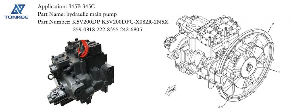 OEM brand new earthmoving machinery HANDOK replacement parts  K5V200DPC-X082R-2N5X 259-0818  242-6805 hydraulic main pump 345B 345C 