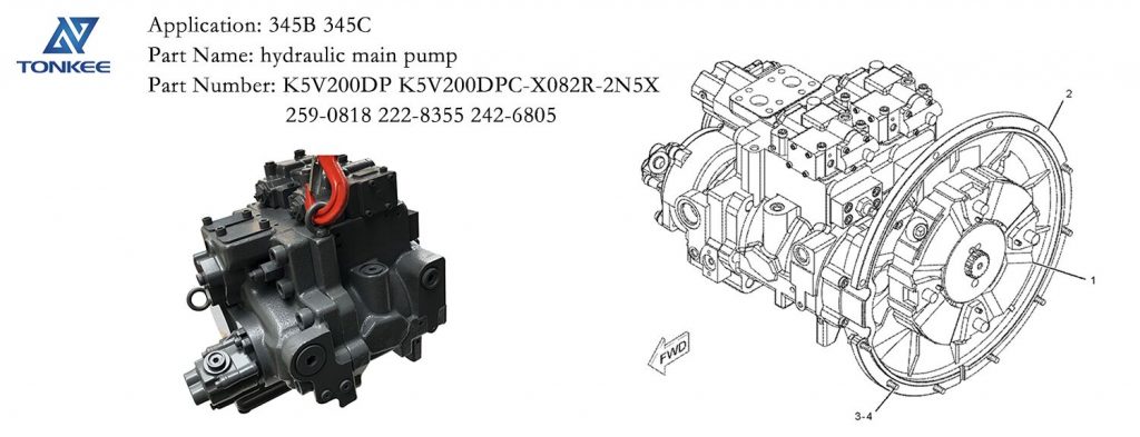 OEM brand new earthmoving machinery HANDOK replacement parts K5V200DPC-X082R-2N5X 259-0818 242-6805 hydraulic main pump 345B 345C