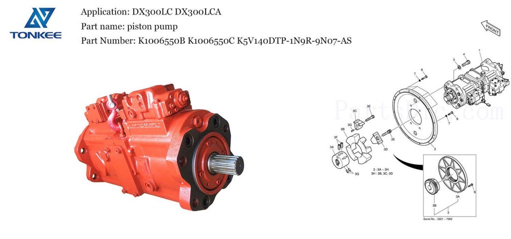 OEM K1006550B  K5V140DTP-1N9R-9N07-AS hydraulic piston pump DX300LC DX300LCA crawl excavator main pump suitable for DOOSAN